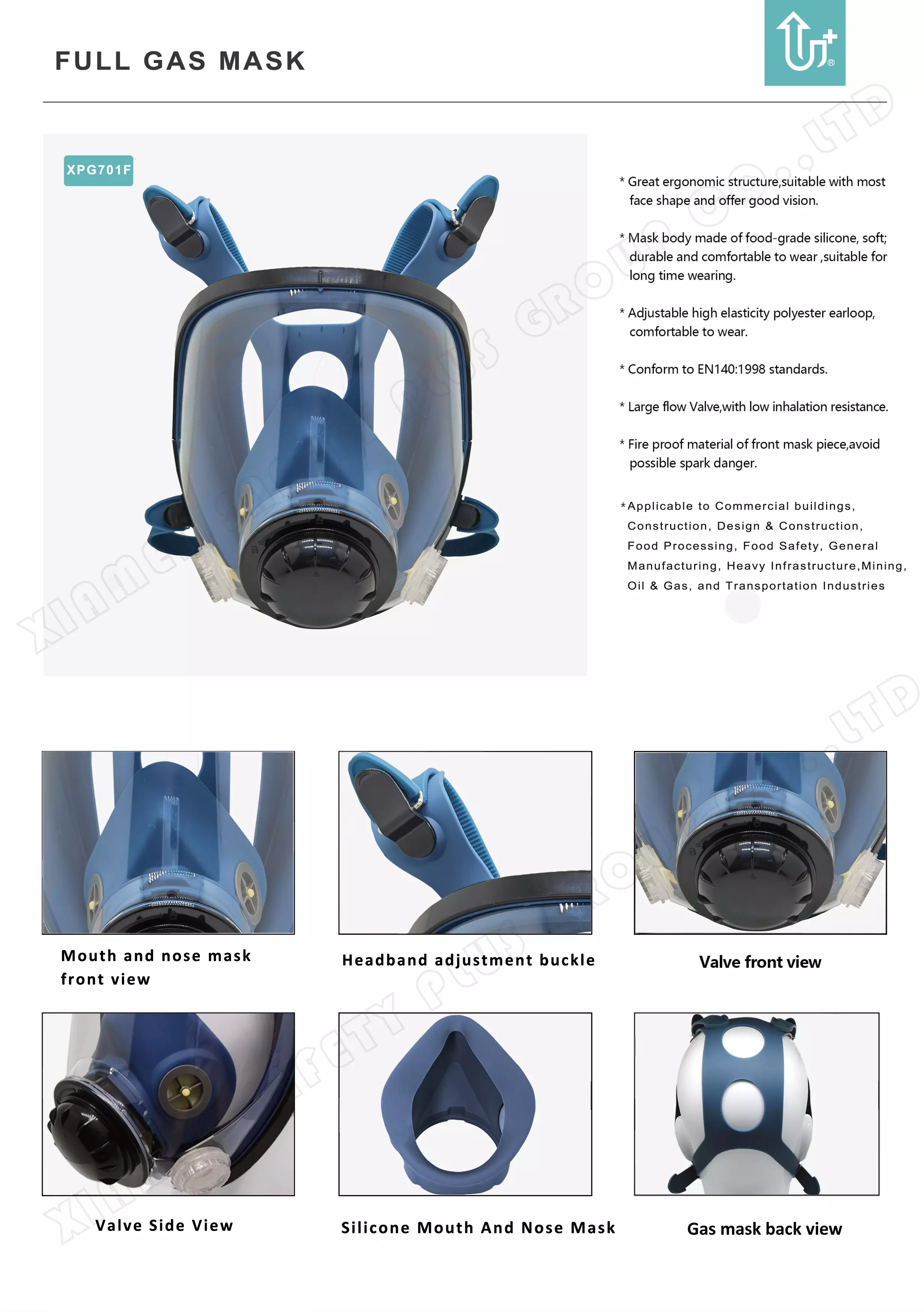 Double Filter Safety Silicone Full Face Gas Mask for Chemicals Industry Respiratory Protection